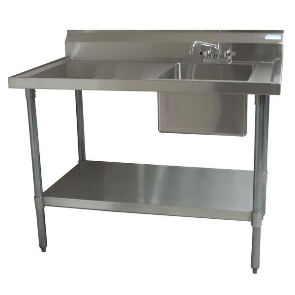 Bk Resources 30 in W x 60 in L x Free Standing, Stainless Steel, Prep Table BKMPT-3060G-R-P-G